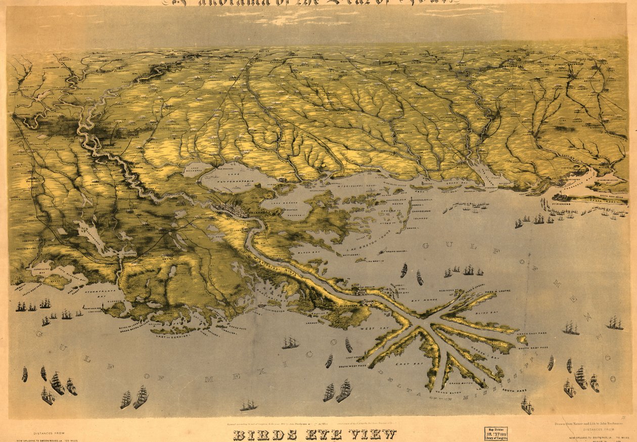 Vista aérea de Luisiana, Misisipi, Alabama y parte de Florida LOC 99447004 de John Bachmann