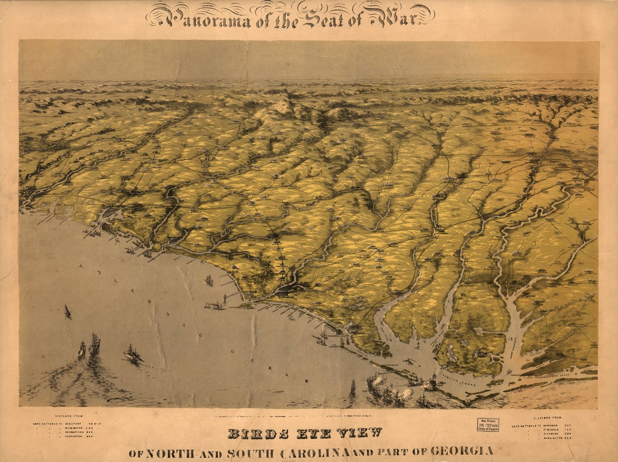 Vista aérea de Carolina del Norte, Carolina del Sur y parte de Georgia. LOC 99447447 de John Bachmann