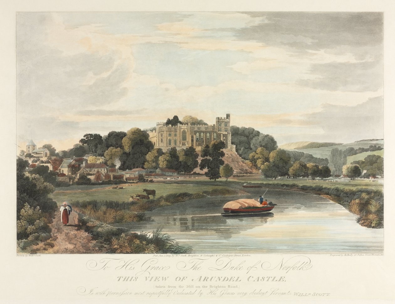 Esta vista del castillo de Arundel de John Baily