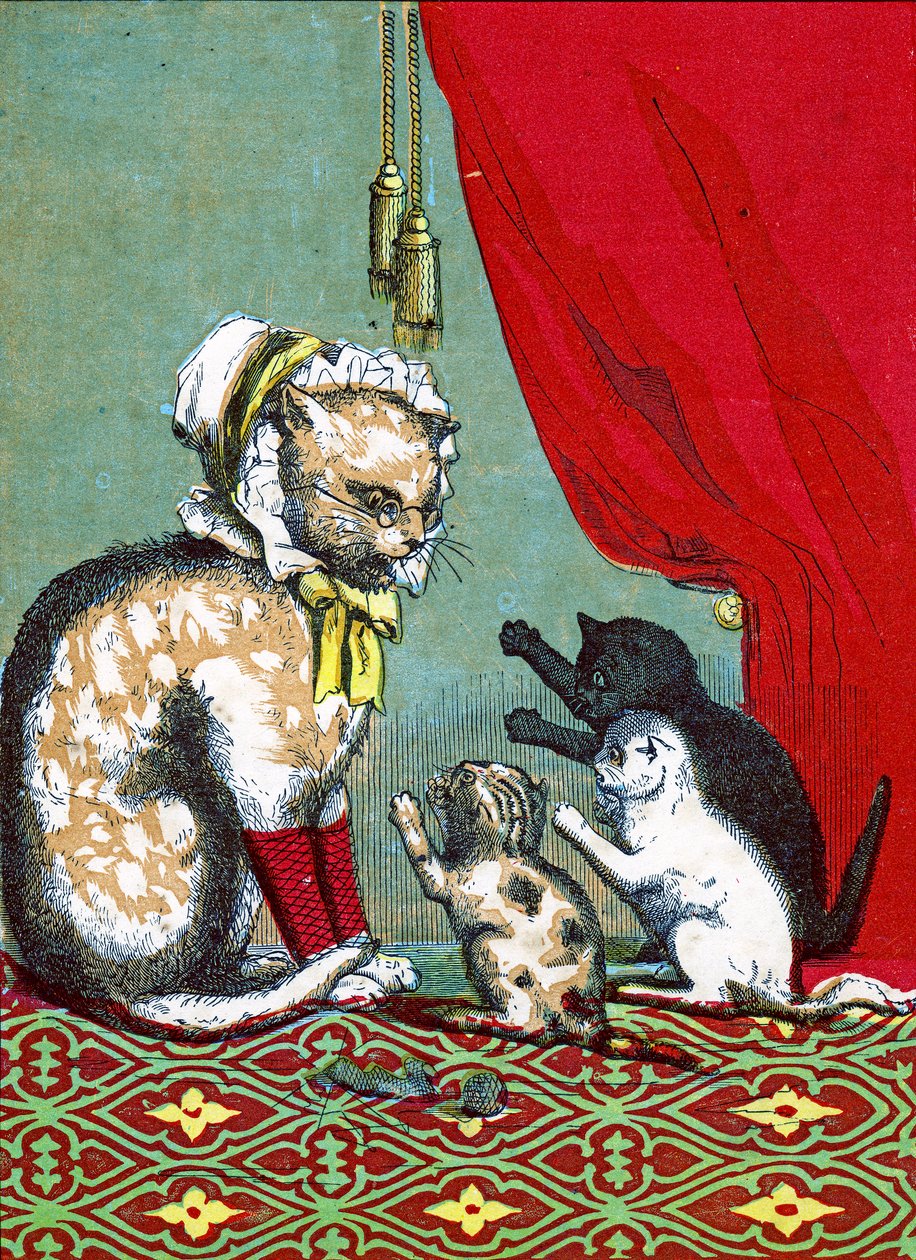 Los tres gatitos perdieron sus mitones, Ilustración de "Tres gatitos" 1859 de John Ballantyne