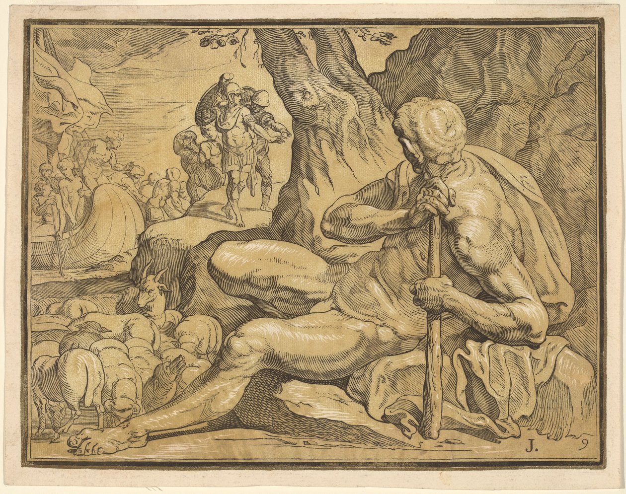 Ulises y Polifemo de John Baptist Jackson, after Francesco Primaticcio