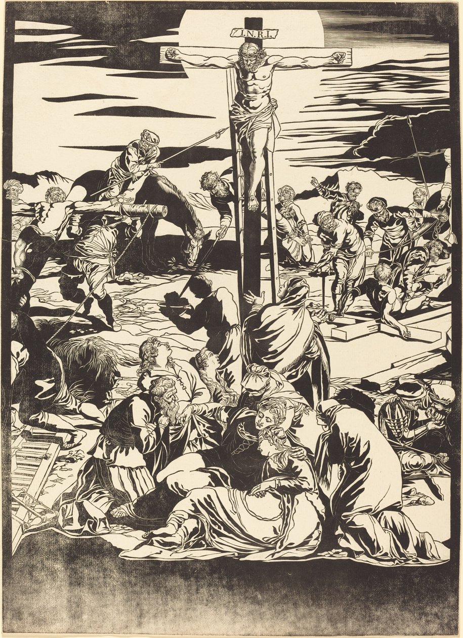 La Crucifixión (placa central) de John Baptist Jackson after Jacopo Tintoretto
