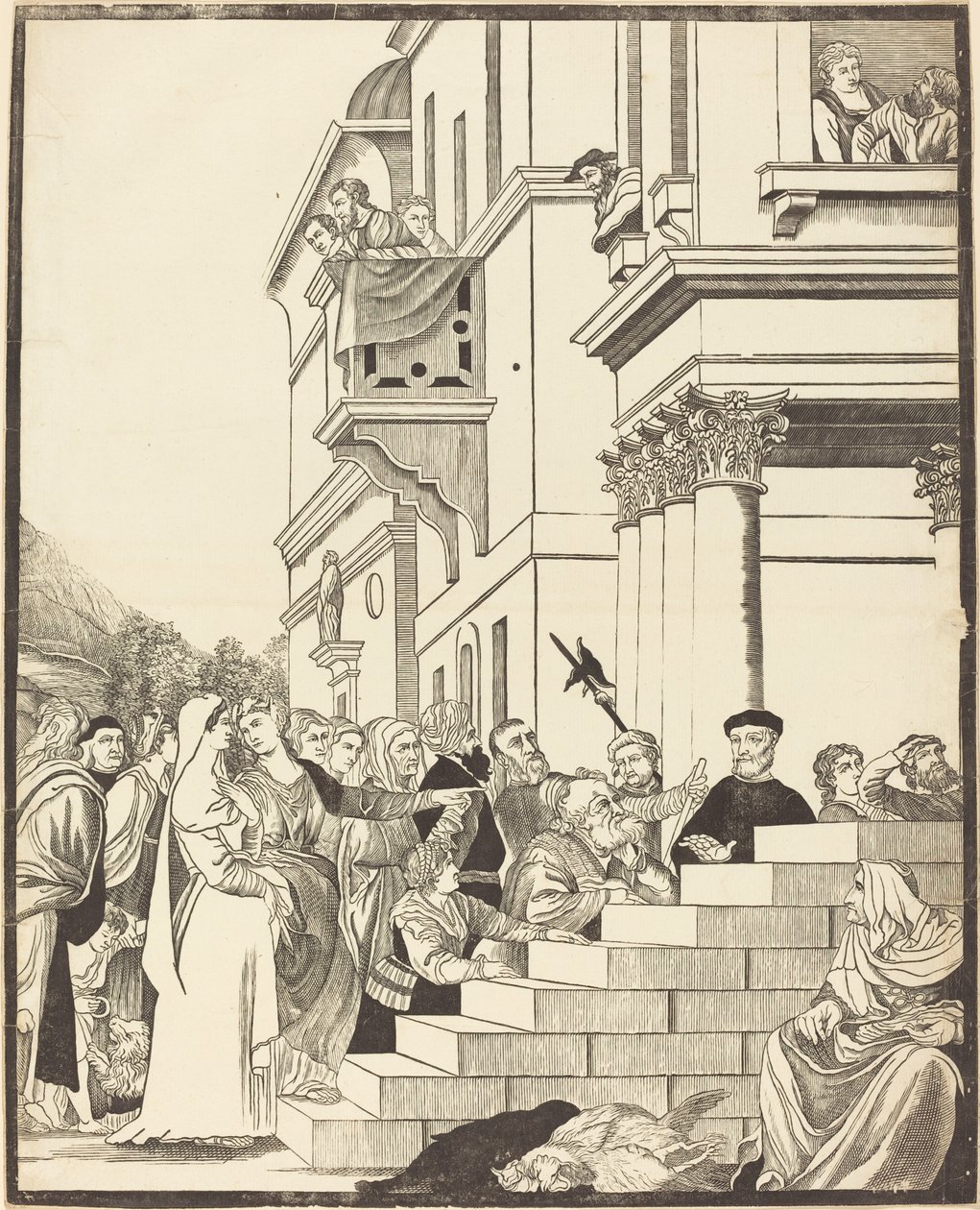 Presentación de la Virgen en el Templo (plato central) de John Baptist Jackson after Titian