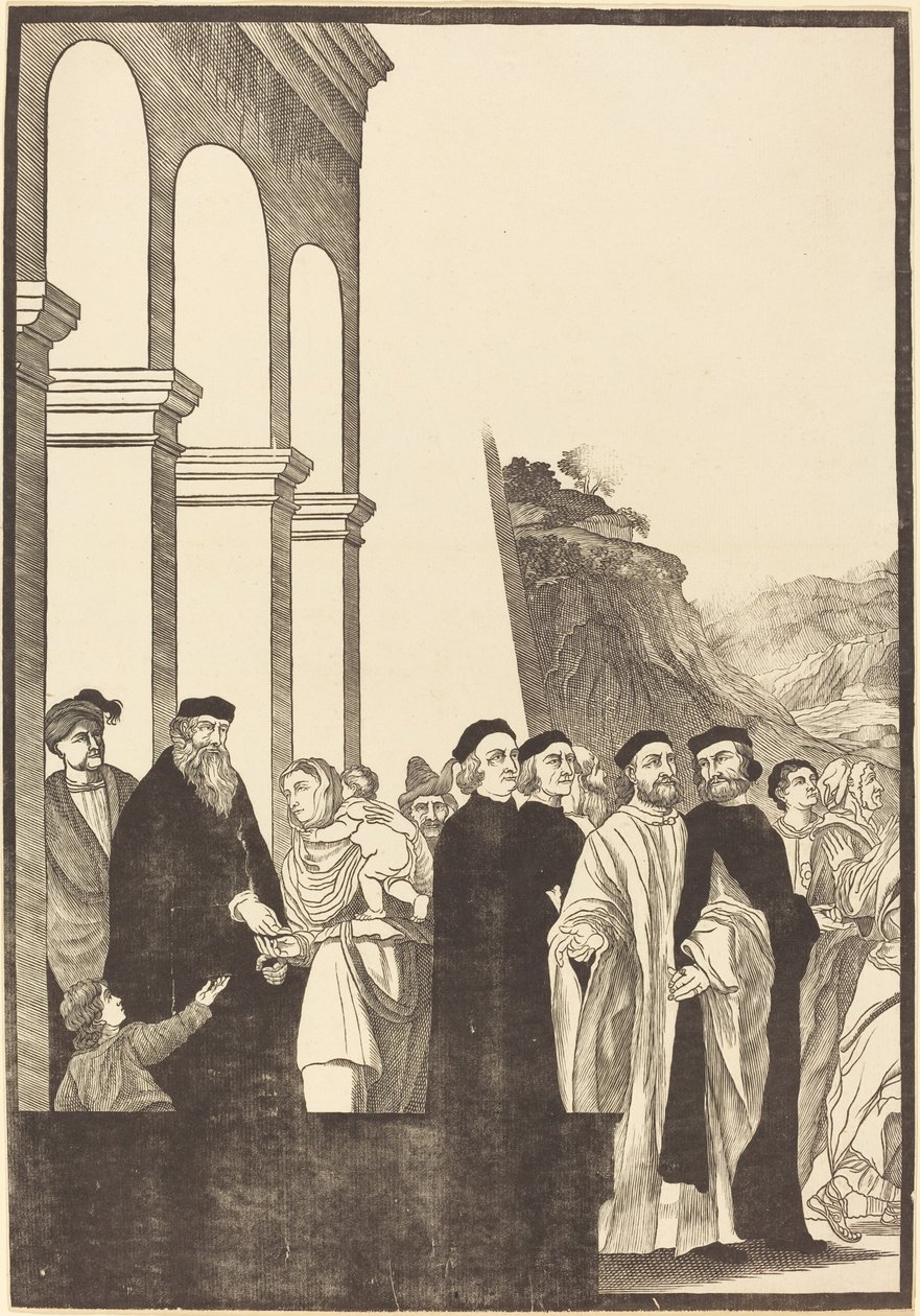 Presentación de la Virgen en el Templo [plato izquierdo] de John Baptist Jackson after Titian