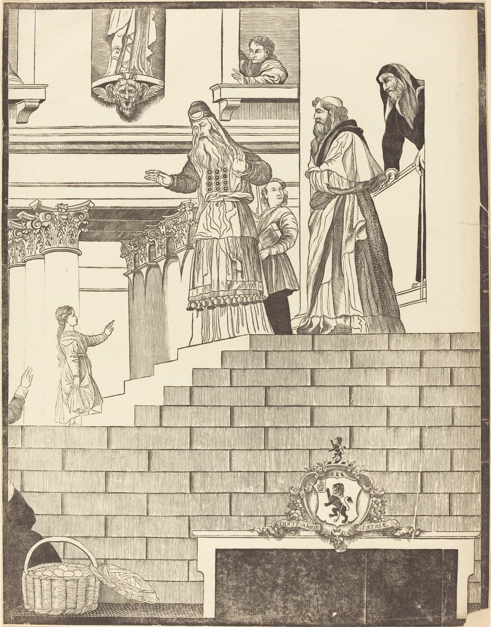 Presentación de la Virgen en el Templo [placa derecha] de John Baptist Jackson after Titian