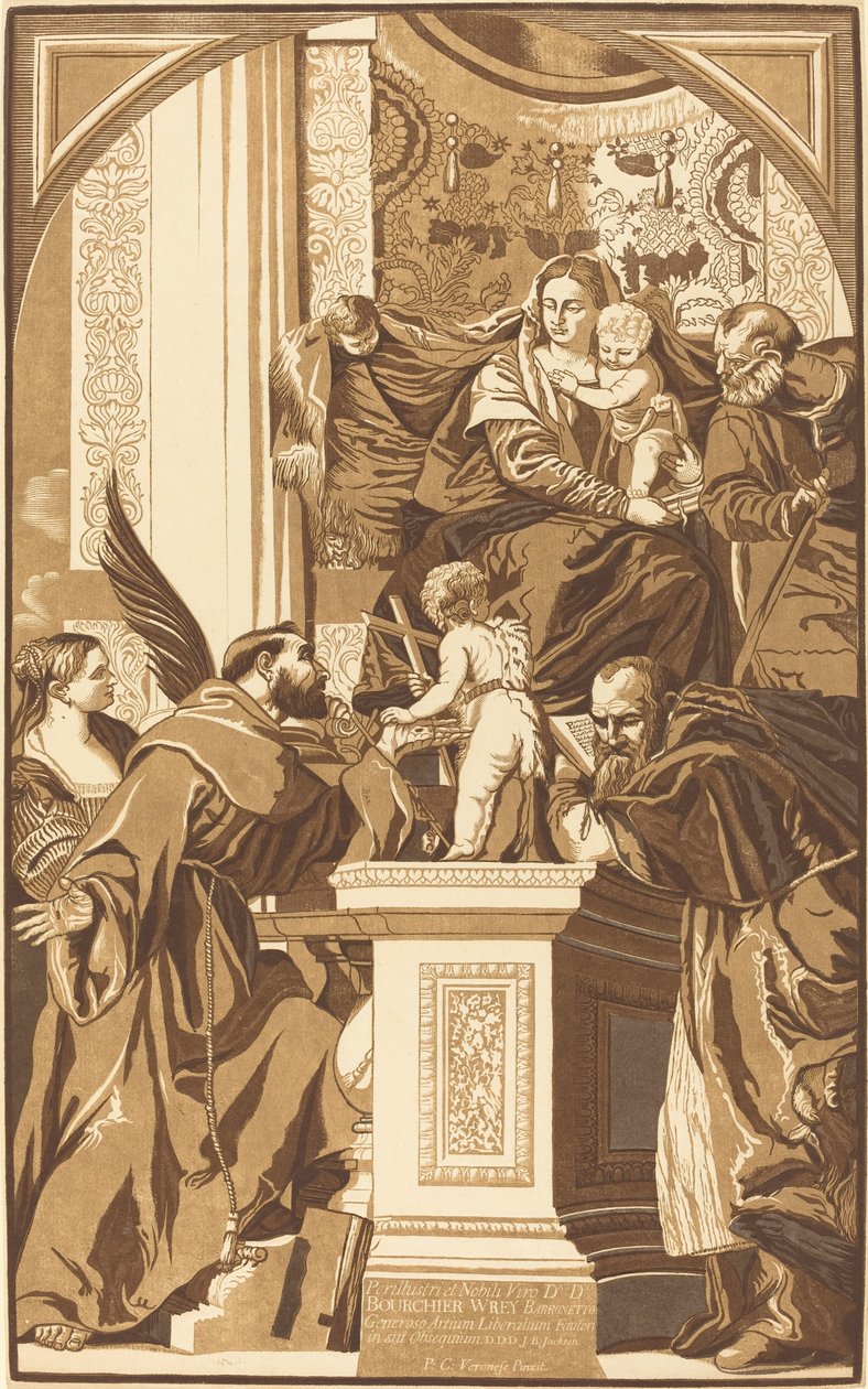 Sagrada Familia y Cuatro Santos de John Baptist Jackson after Veronese