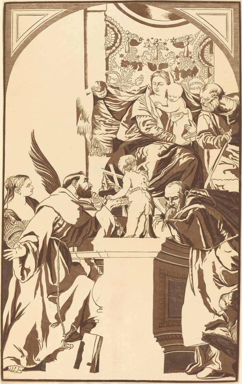 Sagrada Familia y Cuatro Santos de John Baptist Jackson after Veronese