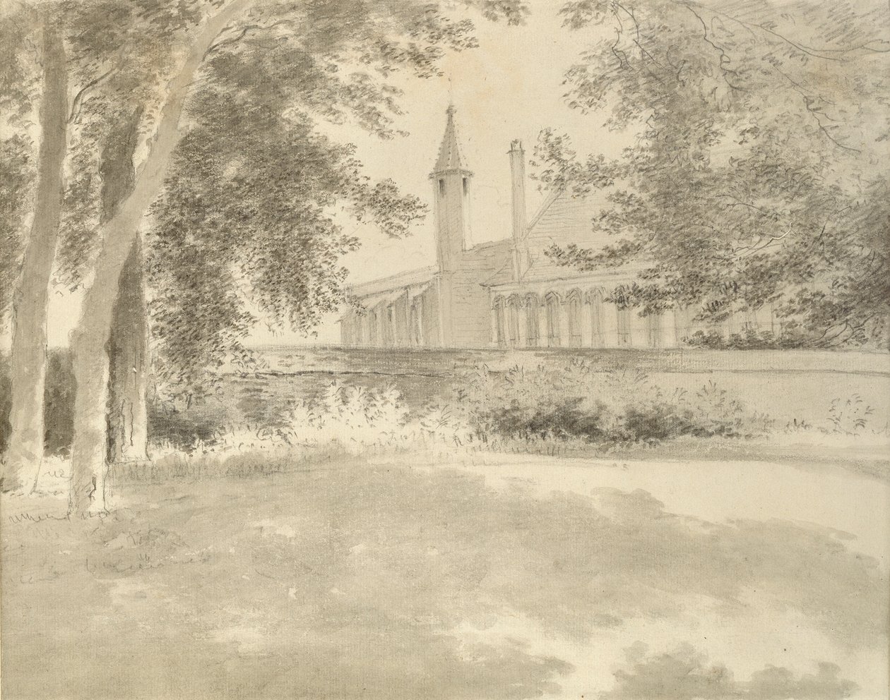 Capilla y biblioteca de Balliol desde el Grove, 2 de agosto de 1783 de John Baptist Malchair