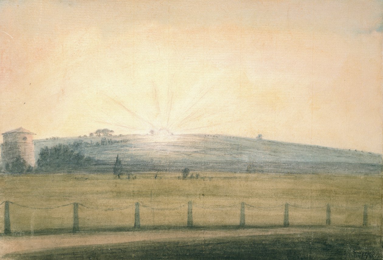 Puesta de sol vista desde el Observatorio en Oxford, 20 de diciembre de 1784 de John Baptist Malchair