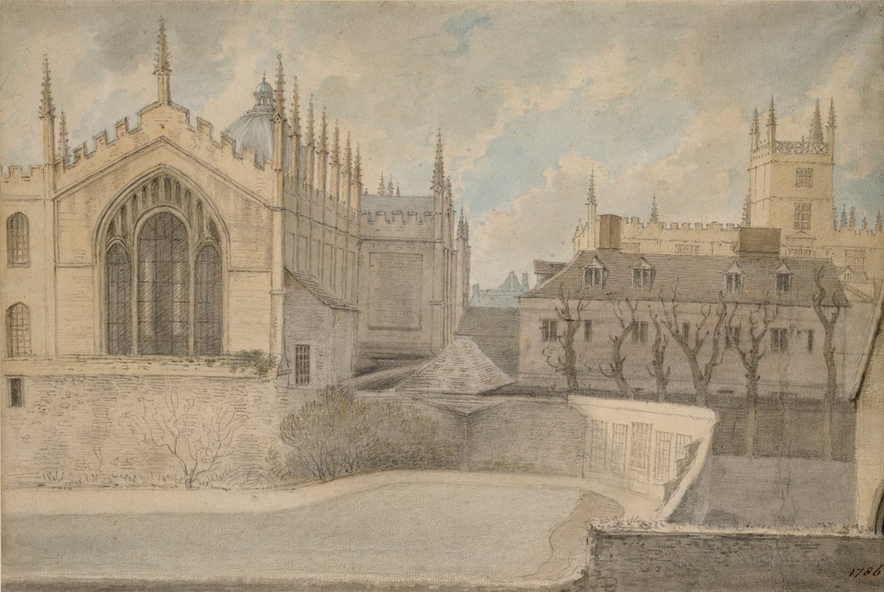Vista desde la residencia del guardián, New College, 20 de noviembre de 1786 de John Baptist Malchair