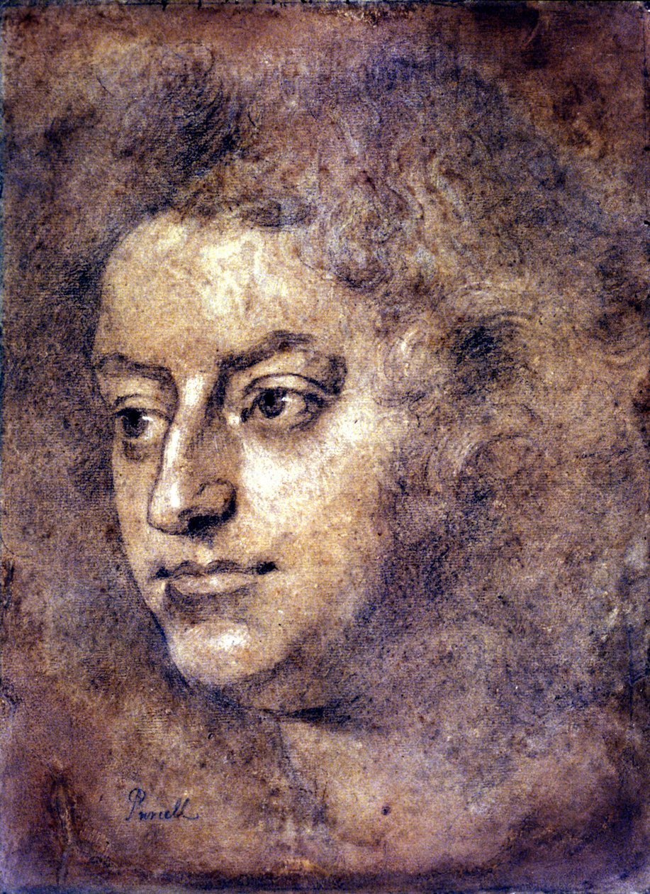 Retrato de Henry Purcell (1659 - 1695), compositor inglés. Pintura atribuida a Sir John Closterman. Tiza negra. 1695. Londres, National Portrait Gallery. de John Baptiste Closterman