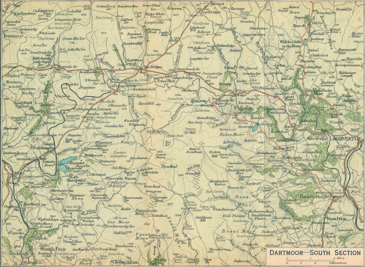 Dartmoor - Sección Sur, siglo XX de John Bartholomew