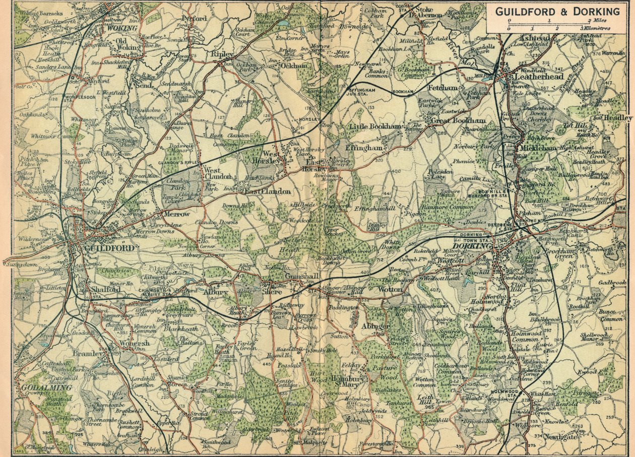 Guildford y Dorking, siglo XX de John Bartholomew