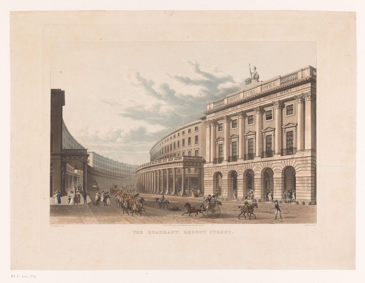 Vista de Regent Street en Londres The Quadrant, Regent Street (título sobre el objeto) de John Bluck