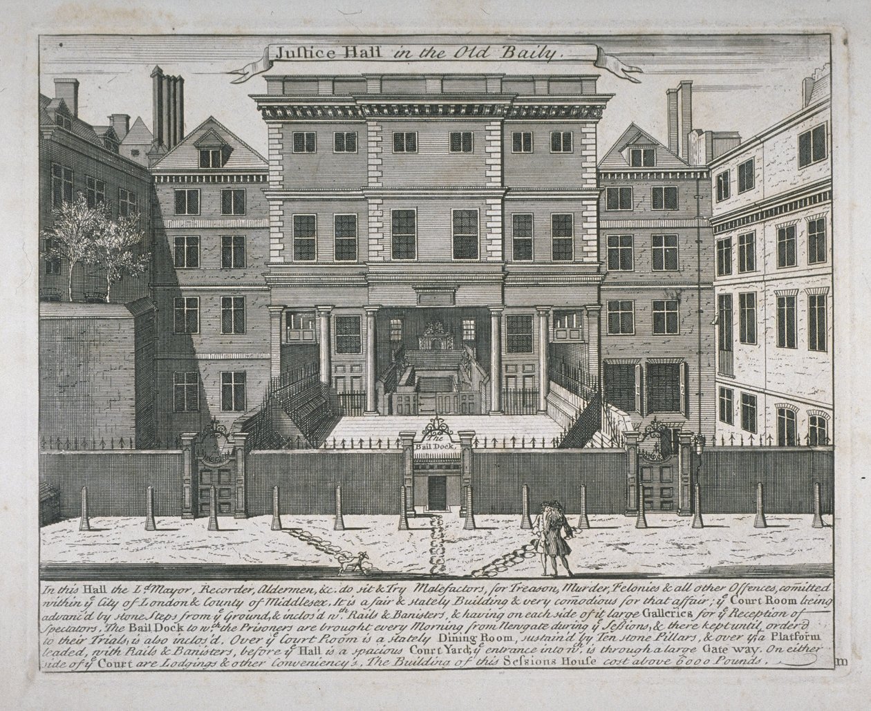 Vista del Salón de Justicia, Old Bailey, c.1740 de John Bowles