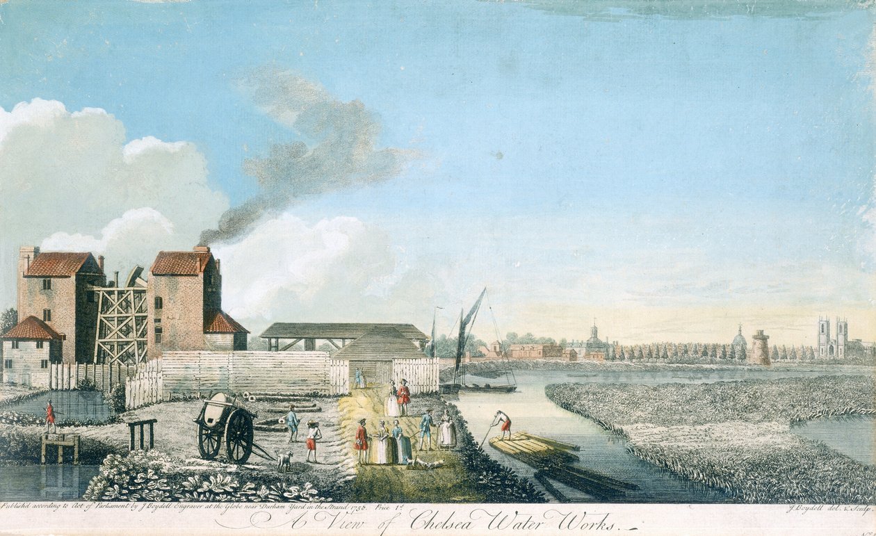 Una vista de Chelsea Water Works, 1750 de John Boydell