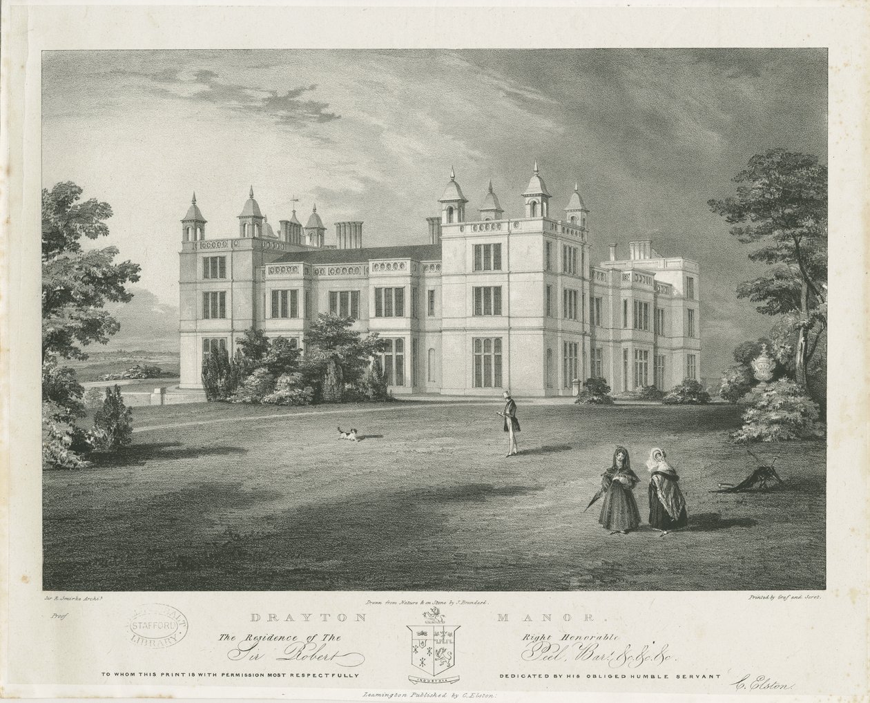 Drayton Bassett - "Drayton Manor": litografía, nd [1812-1863] de John Brandard