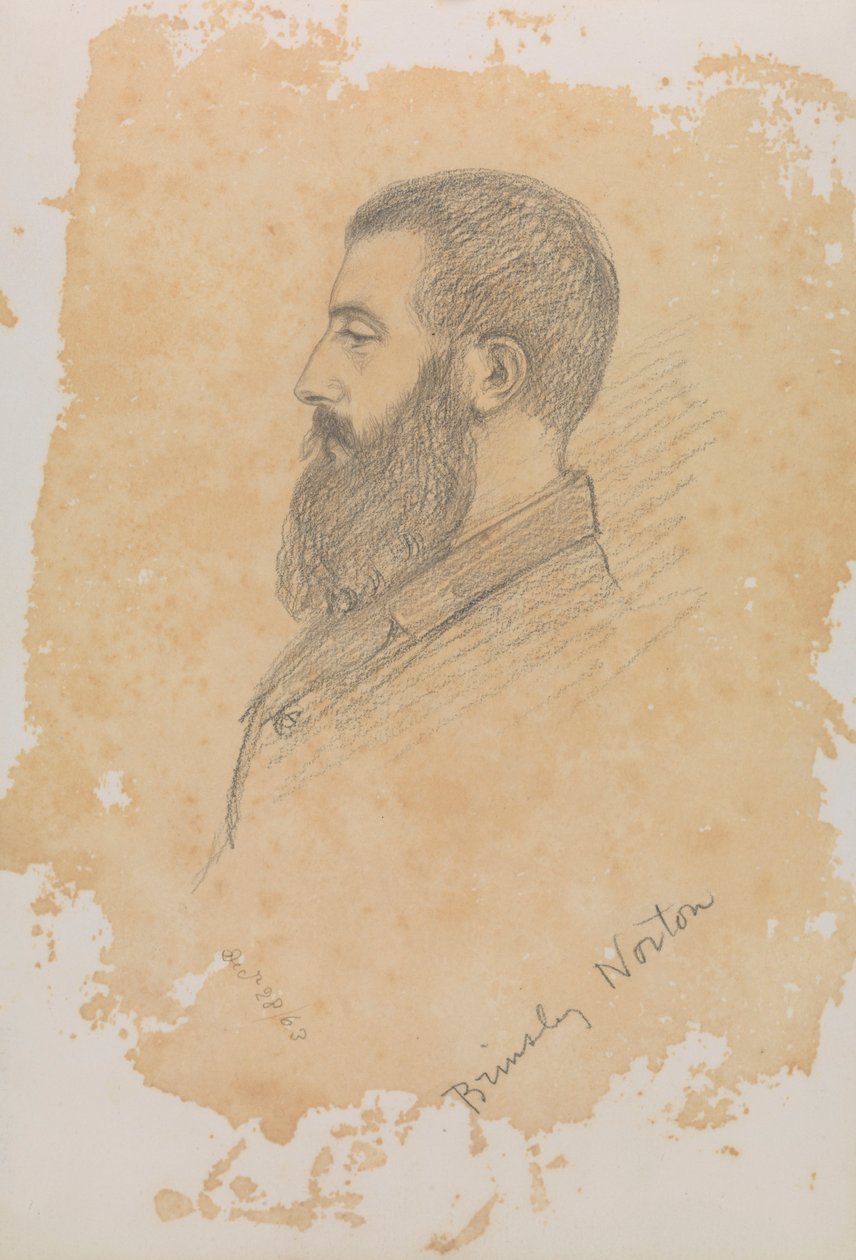 Retrato de hombre con barba, con la inscripción "Brinsley Norton" (grafito) de John Brett
