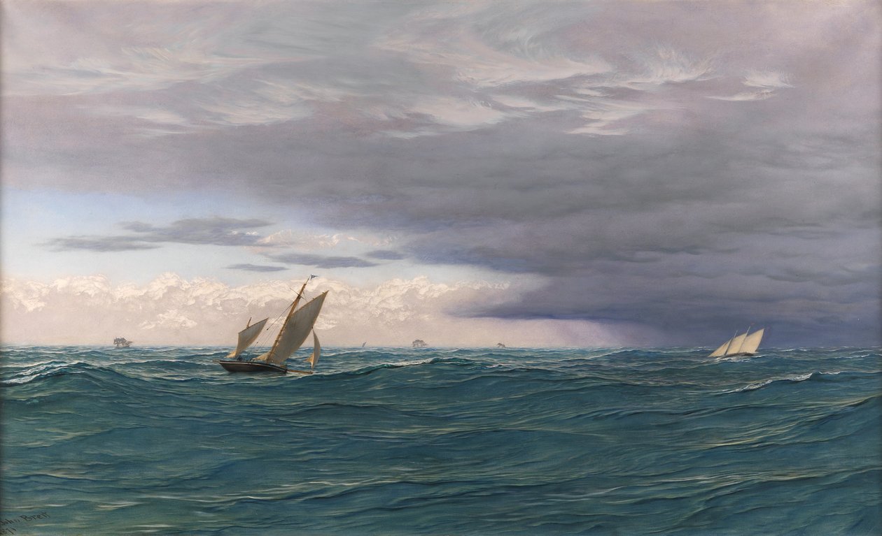 Yates en un Mar Agitado, Mediterráneo, 1871 de John Brett