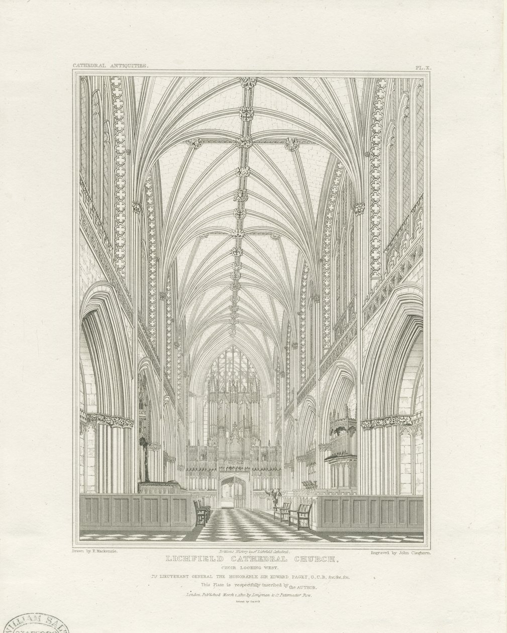 Interior de la Catedral de Lichfield - Coro de John Britton