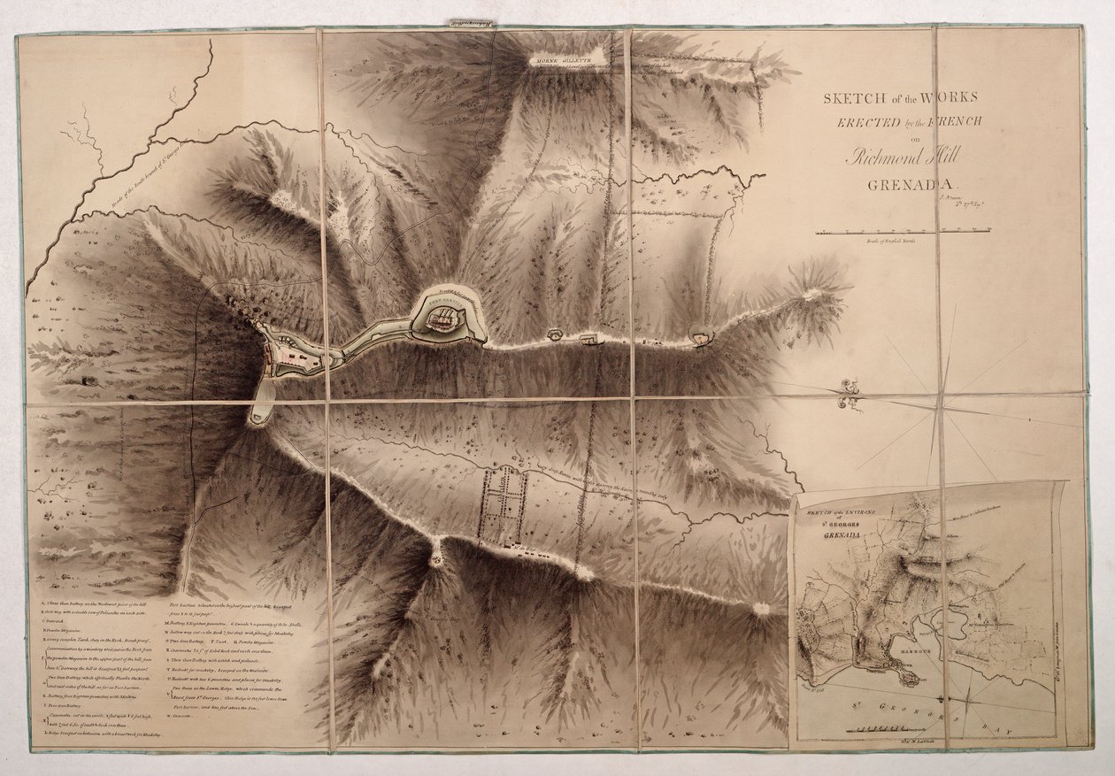 Croquis de las obras erigidas por los franceses en Richmond Hill Granada de John Brown