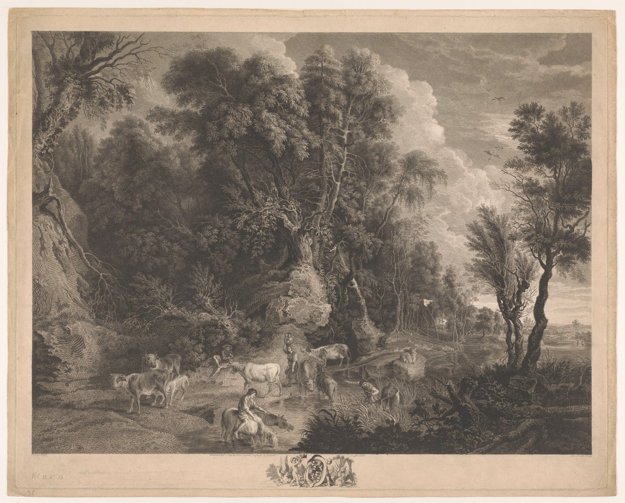 Paisaje con pastores y rebaños en un abrevadero el lugar de riego de John Browne