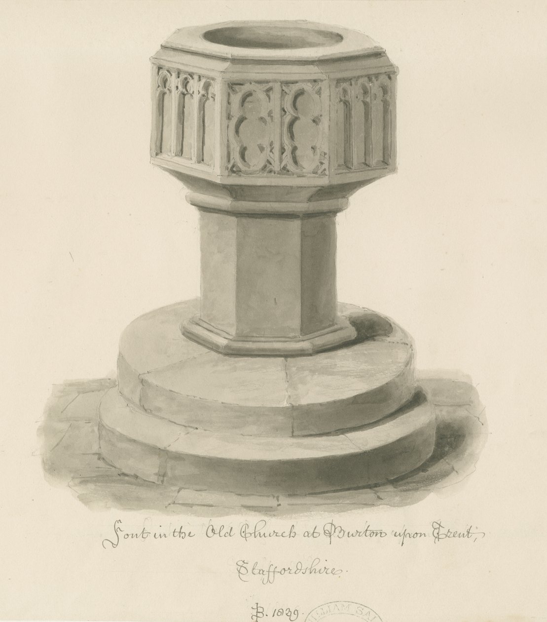 Burton-upon-Trent - Pila en la Iglesia Antigua de John Buckler