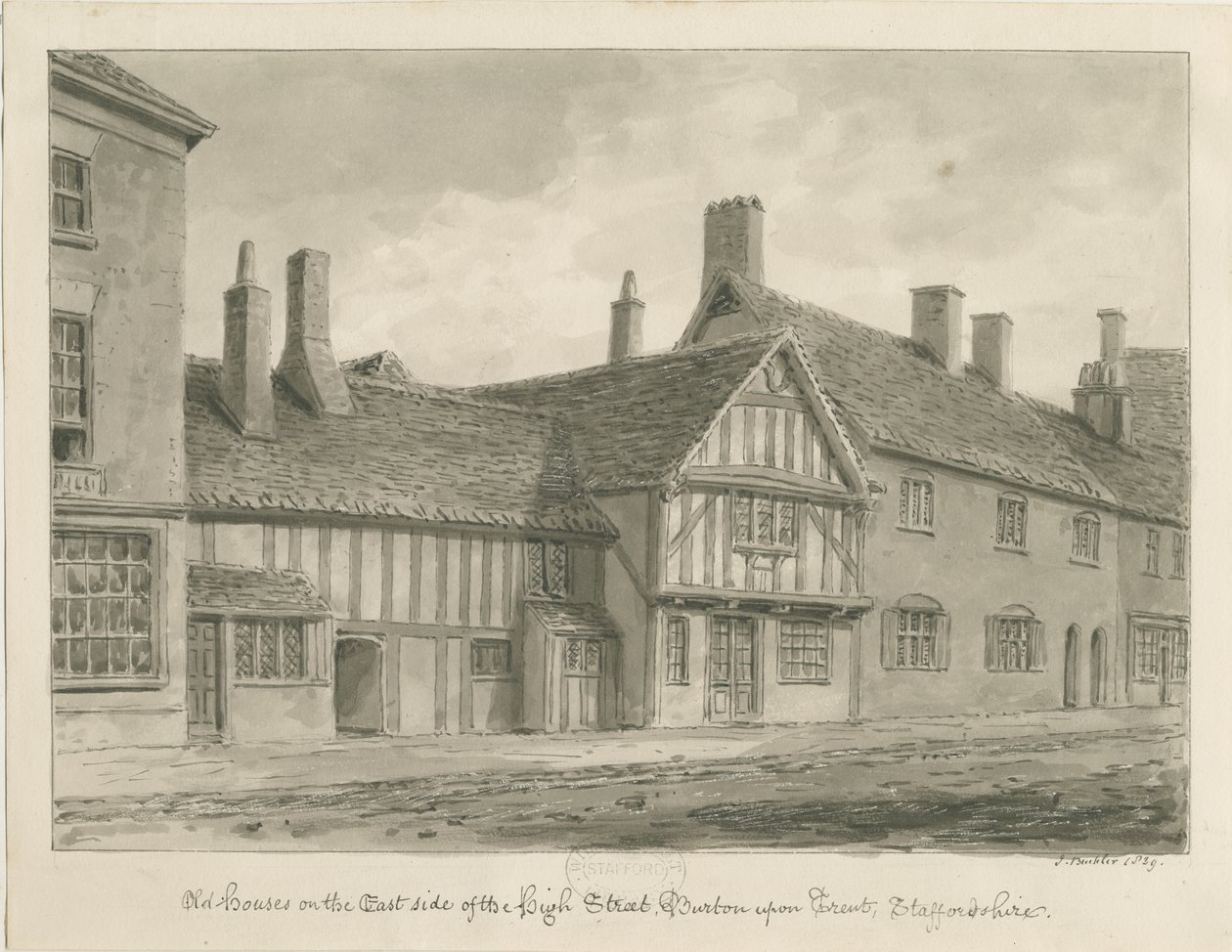Burton-upon-Trent - Casas Antiguas en High Street de John Buckler