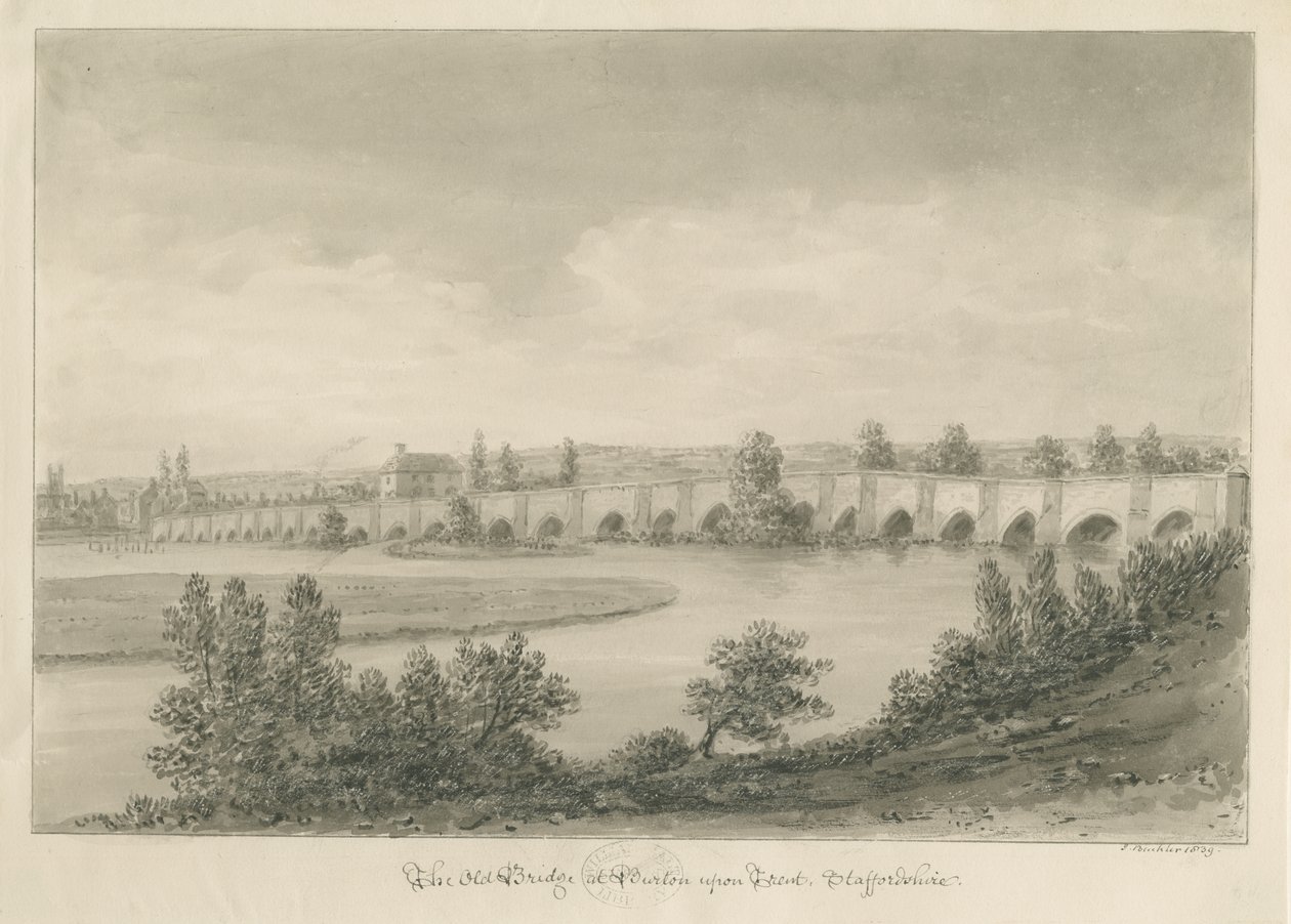 Burton-upon-Trent - Puente y Ciudad de John Buckler