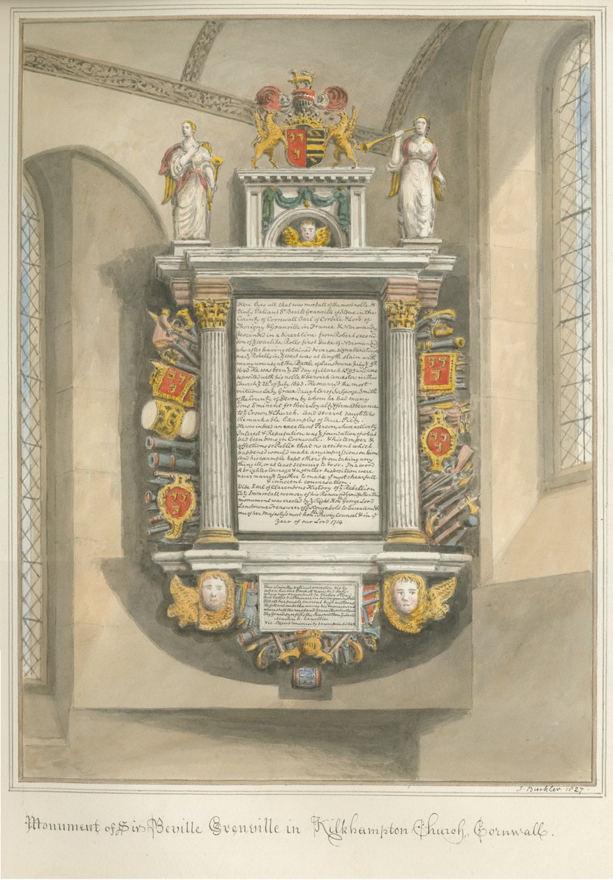 Cornualles - Iglesia de Kilkhampton - Monumento a Sir Bevil Grenville de John Buckler