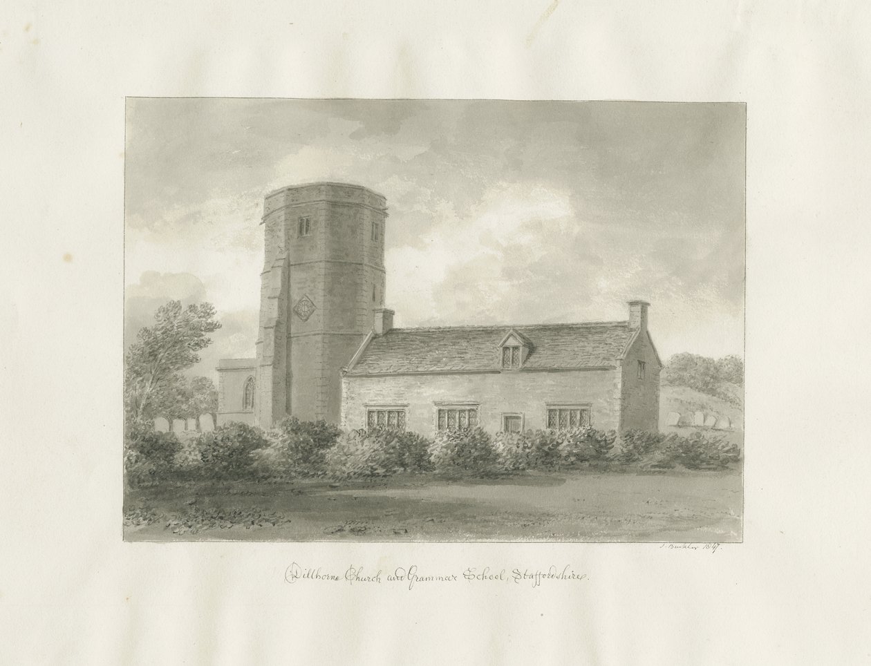 Dilhorne - Iglesia y Escuela de Gramática de John Buckler