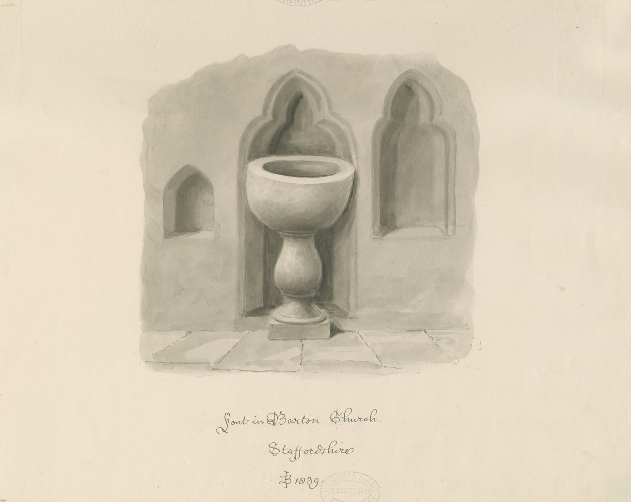 Pila en la Iglesia de Barton under Needwood de John Buckler