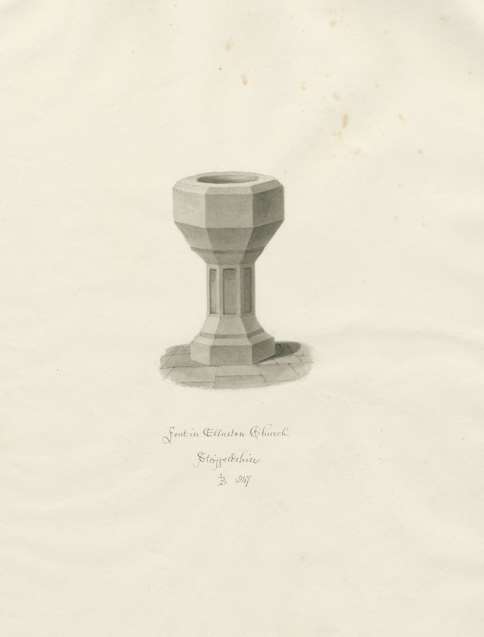 Fuente en la Iglesia de Ellastone de John Buckler