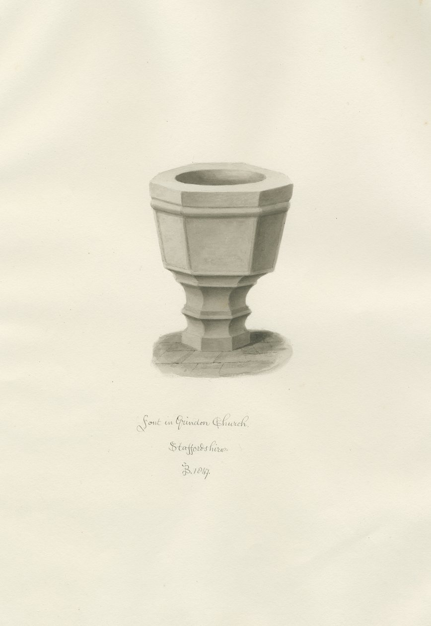 Fuente en la Iglesia de Grindon de John Buckler