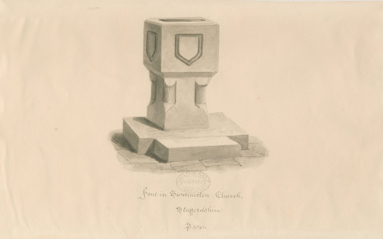 Pila Bautismal en la Iglesia de Swynnerton de John Buckler