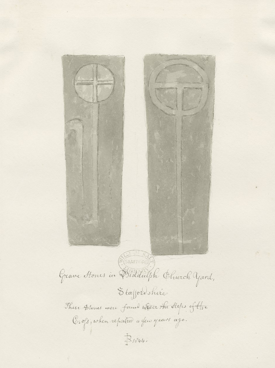 Lápidas en el cementerio de la Iglesia de Biddulph de John Buckler
