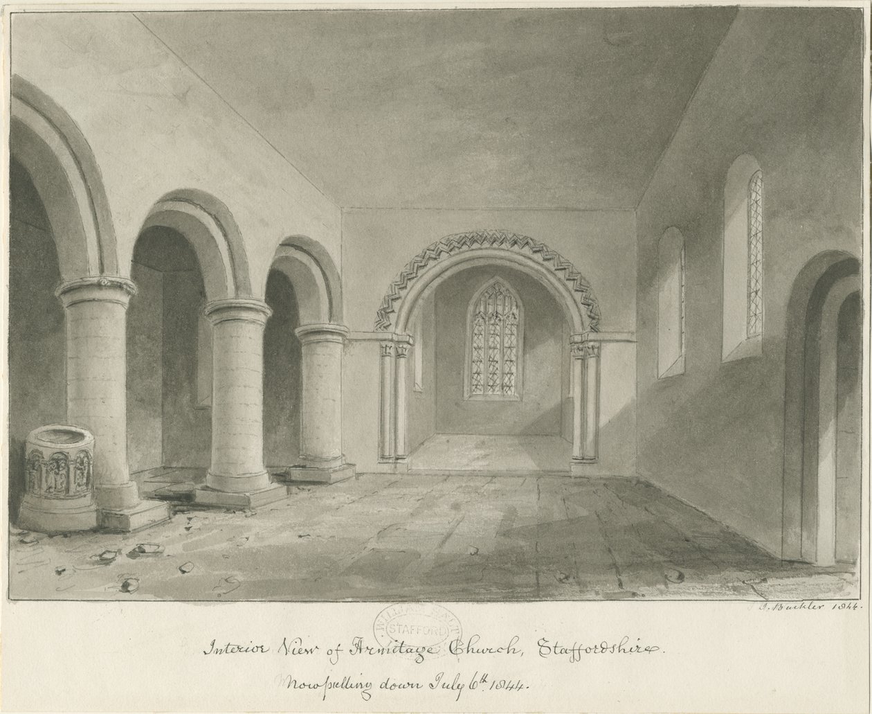 Interior de la Iglesia de Armitage de John Buckler