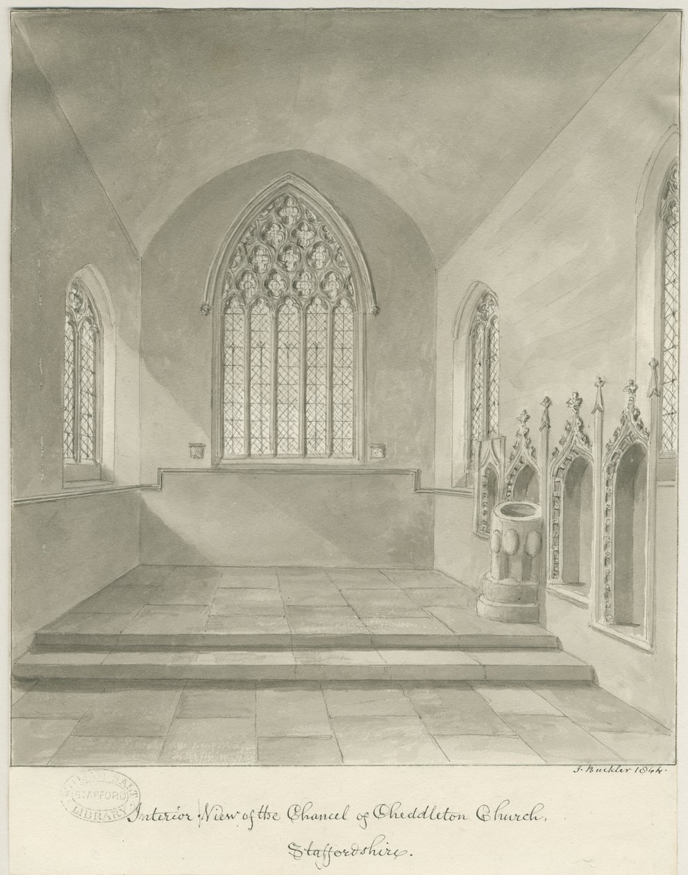 Interior de la Iglesia de Cheddleton de John Buckler