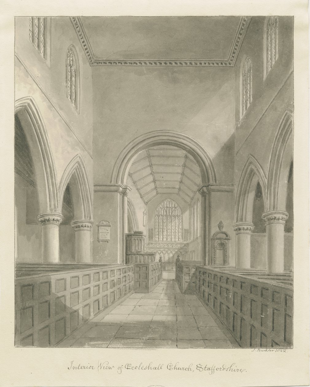 Interior de la Iglesia de Eccleshall de John Buckler