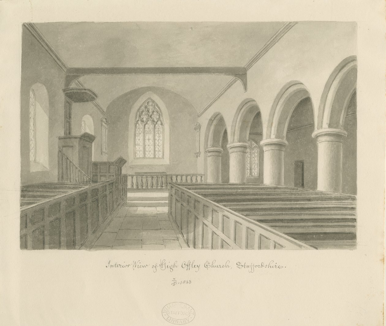 Interior de la Iglesia de High Offley de John Buckler