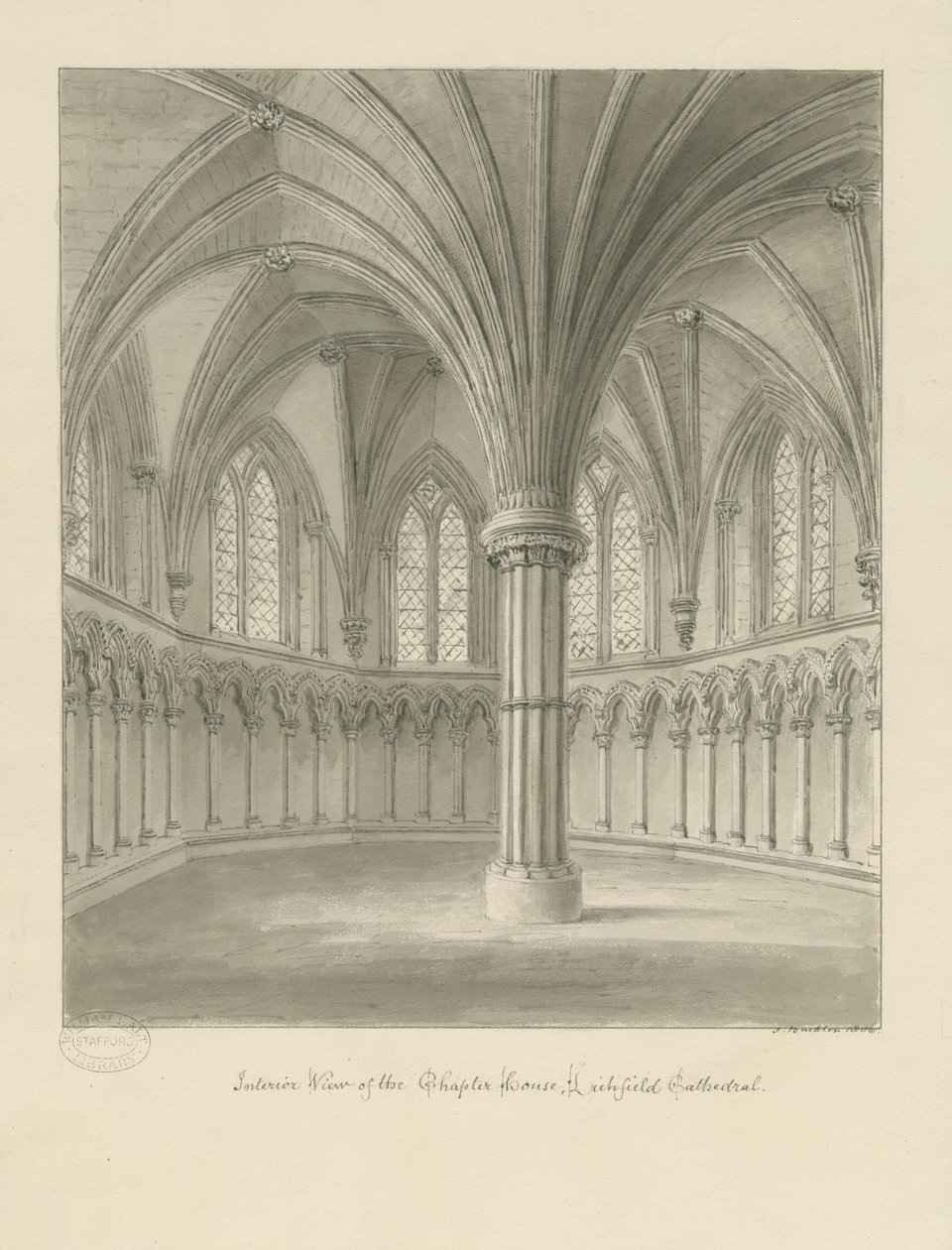Interior de la Catedral de Lichfield - Sala Capitular de John Buckler