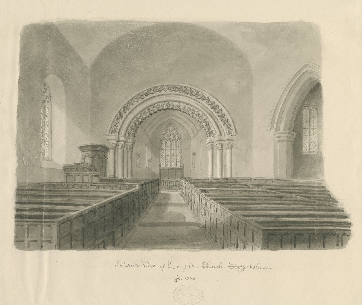 Interior de la Iglesia de Longdon de John Buckler
