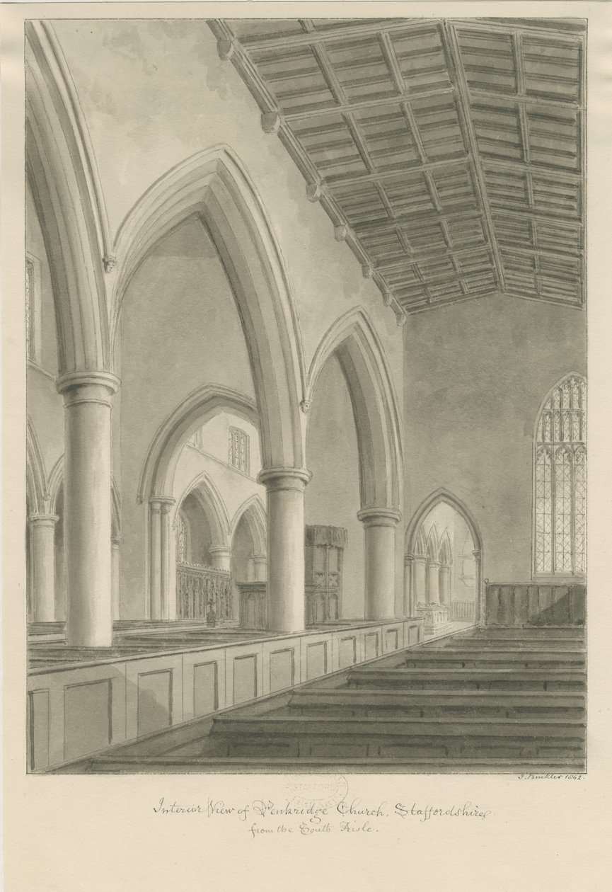 Interior de la Iglesia de Penkridge de John Buckler