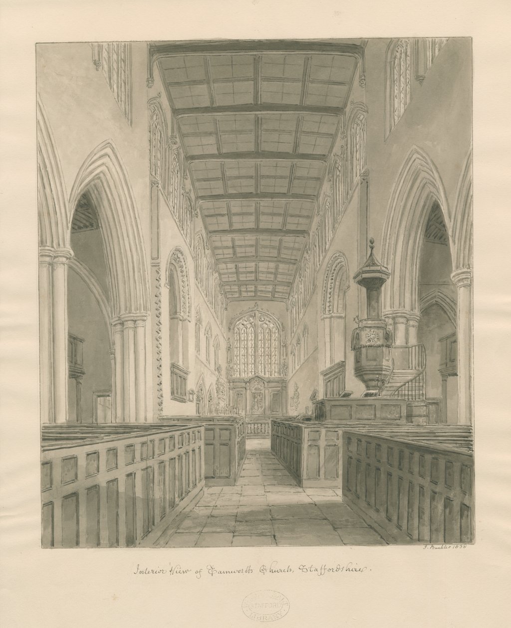 Interior de la Iglesia de Tamworth de John Buckler
