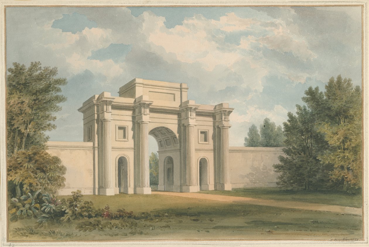 Leicestershire - Casa Gopsall - La Puerta, 1820 de John Buckler