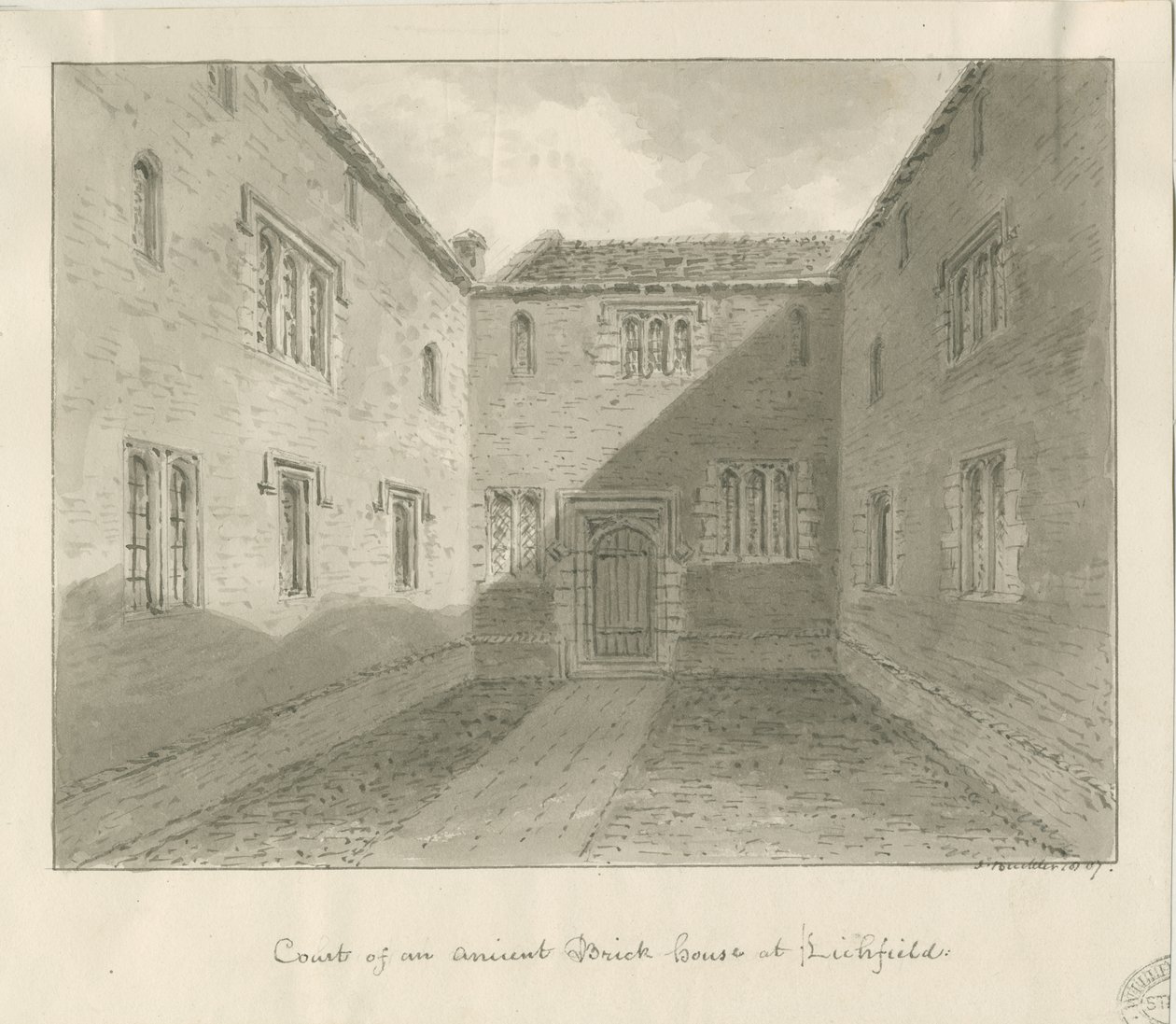Patio de la Casa Vieja en The Close, Lichfield de John Buckler