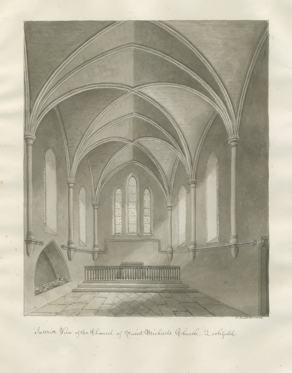 Interior de la Iglesia de St. Michael, Lichfield de John Buckler