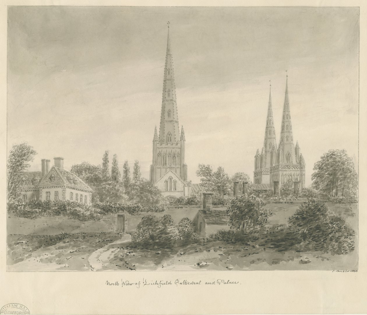 Catedral de Lichfield - Vista Norte de John Buckler