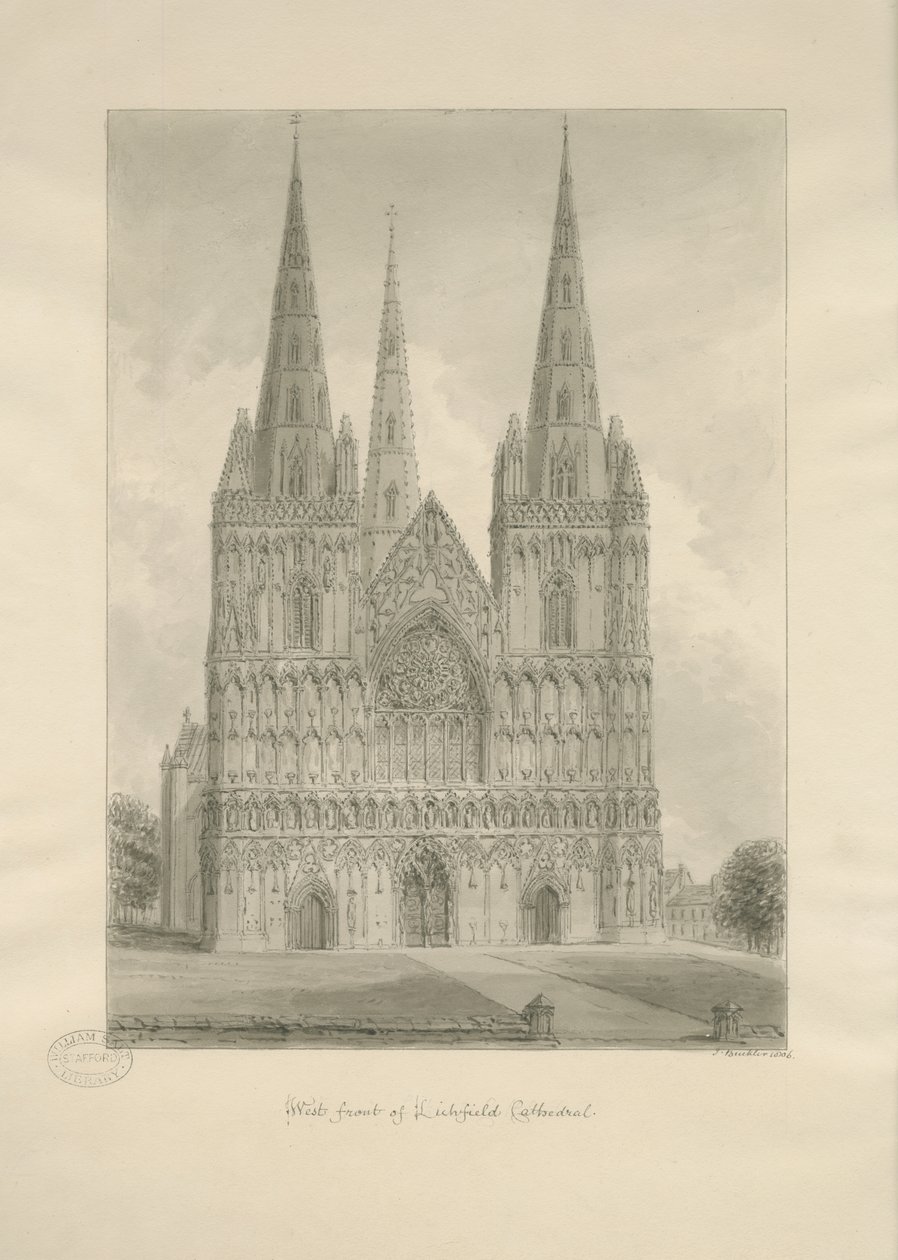 Catedral de Lichfield - Fachada Oeste de John Buckler