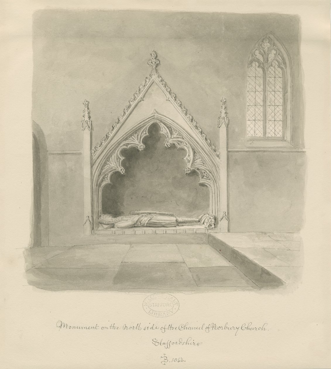 Iglesia de Norbury - Monumento a Ralph le Botiler de John Buckler